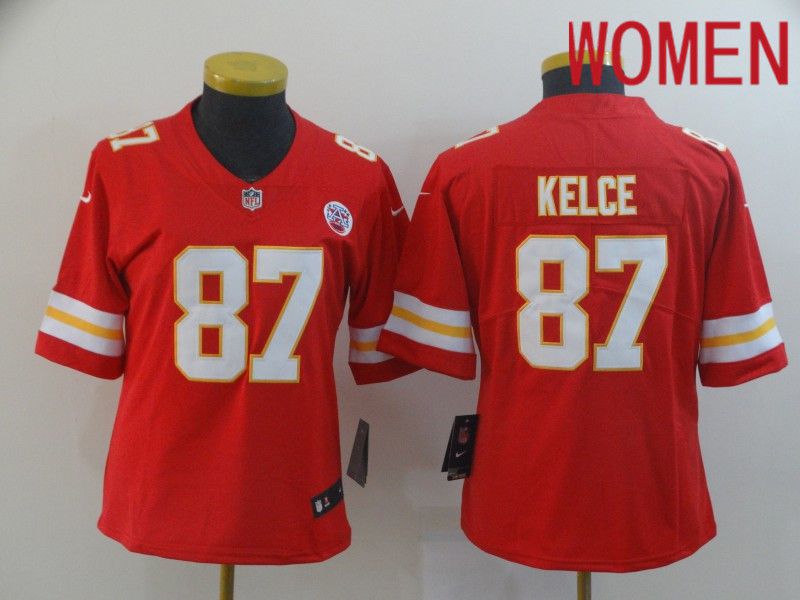 Women Kansas City Chiefs 87 Kelce Red Nike Vapor Untouchable Limited Player NFL Jerseys